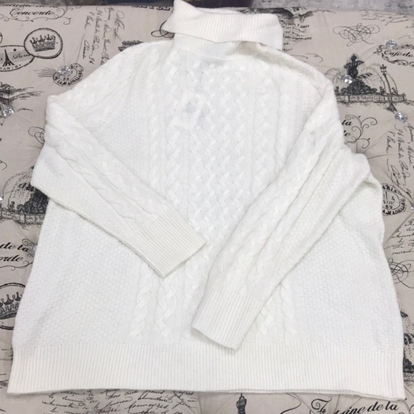 Halogen X Atlantic-Pacific Cable Knit Turtleneck Sweater - Picture 3 of 6
